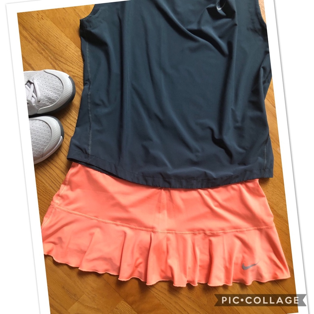 Nike Flounce skirt, bright coral - tennis/running